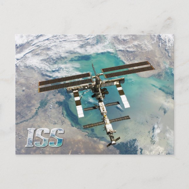 International Space Station (ISS) and Earth Postcard (Front)