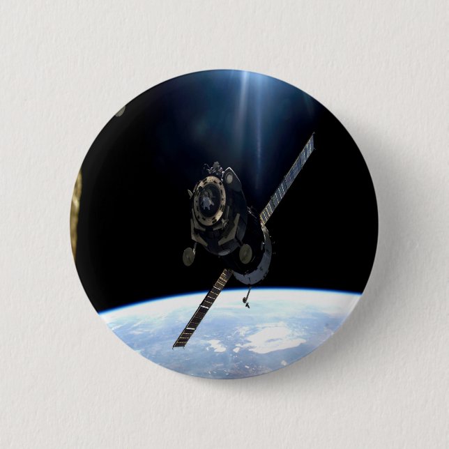 international space station iss nasa aerospace pinback button (Front)