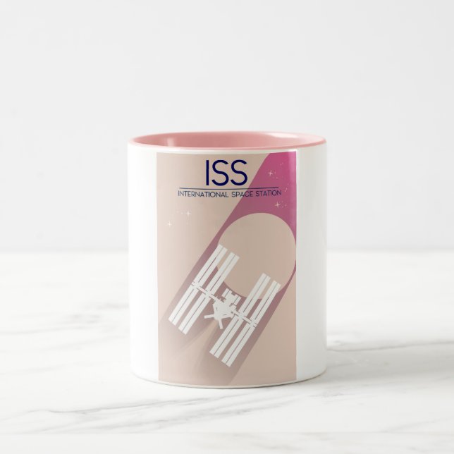 International Space Station space art. Two-Tone Coffee Mug (Center)