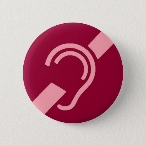 International Symbol for Deaf Pink on Red Button