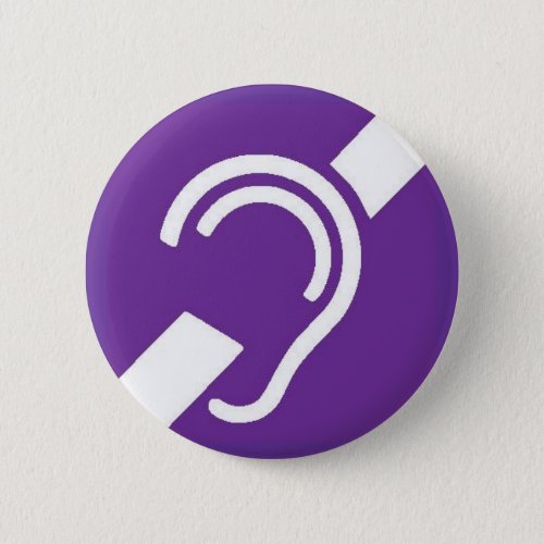 International Symbol for Deaf White on Purple Button