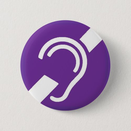 International Symbol for Deaf White on Purple Button