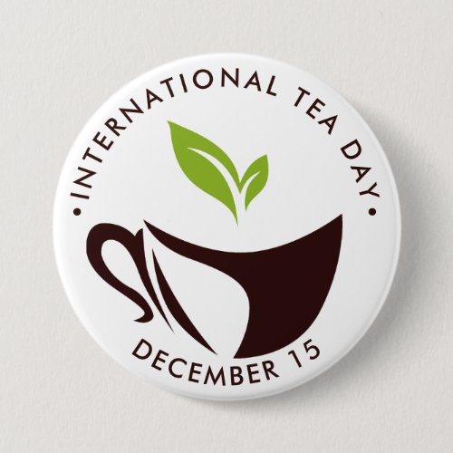 International Tea Day cup leaves logo Button