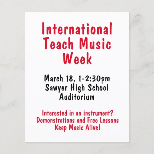 International Teach Music Week Day Flyer