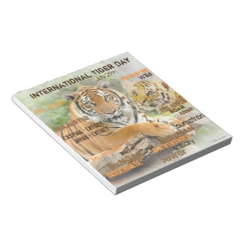 International Tiger Day July 29 Typography Art Notepad
