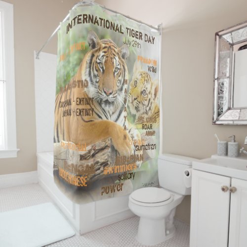 International Tiger Day July 29 Typography Art Shower Curtain