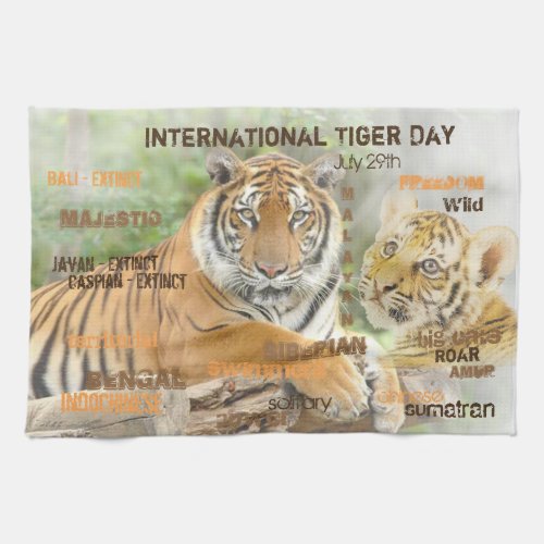 International Tiger Day July 29 Typography Art Towel