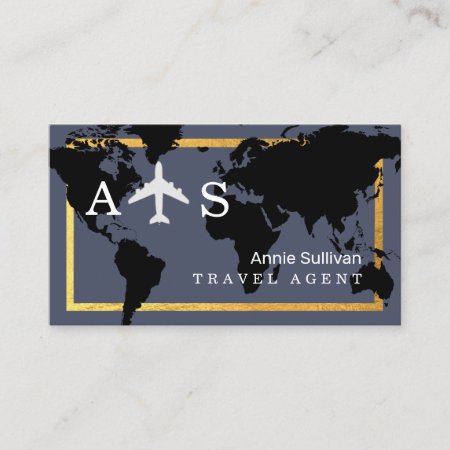 International Travel Agent Airplane World Map Business Card