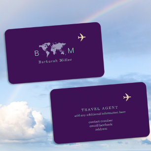 International Travel Agent Purple Business Card