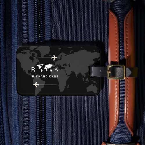 International Travel Black Luggage Tag