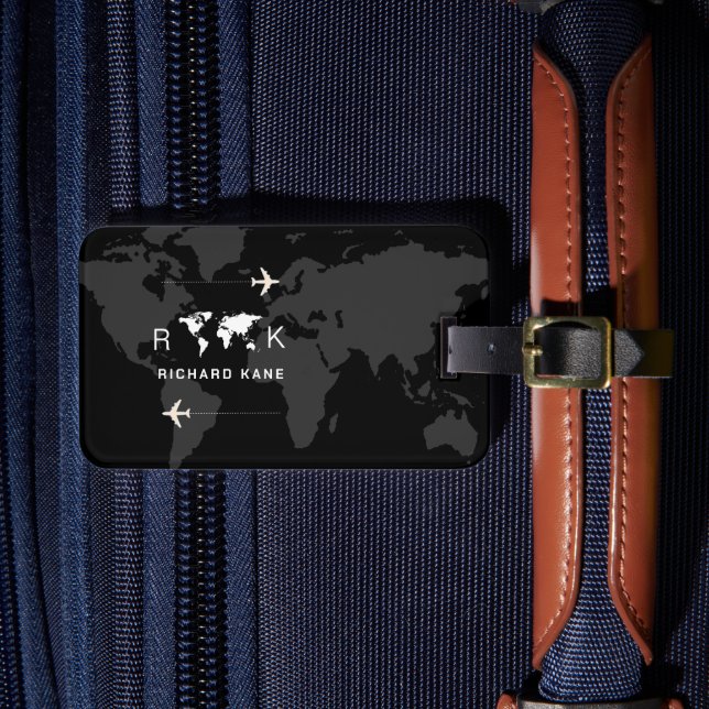 International Travel Black Luggage Tag (Front Insitu 4)