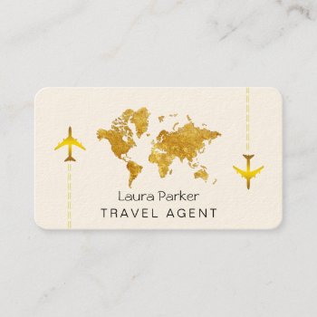 International Travel World Map Gold Glitter Busine Business Card by tsrao100 at Zazzle