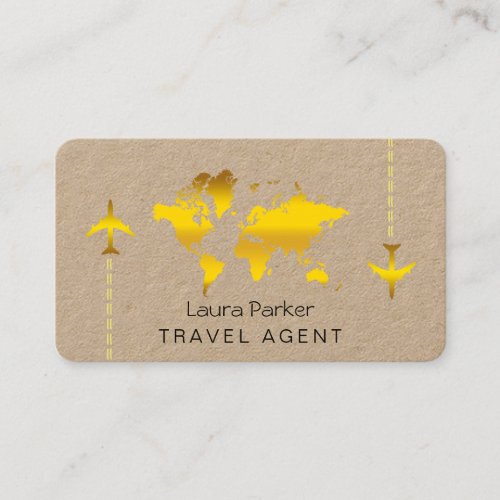 International Travel World Map Gold Glitter Busine Business Card