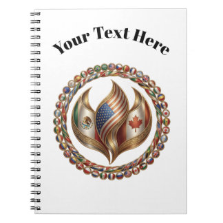 International Unity Flame with World Flags Emblem  Notebook