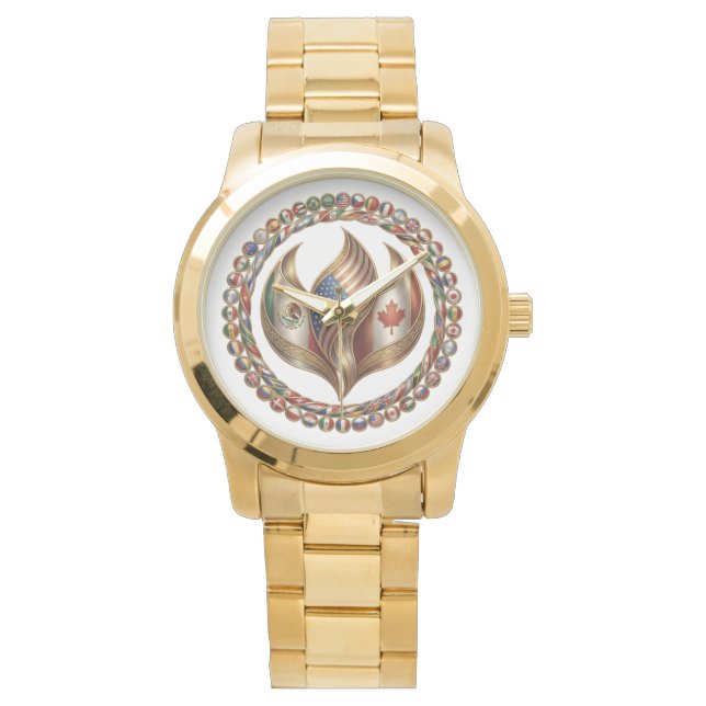 International Unity Flame with World Flags Emblem  Watch (Front)