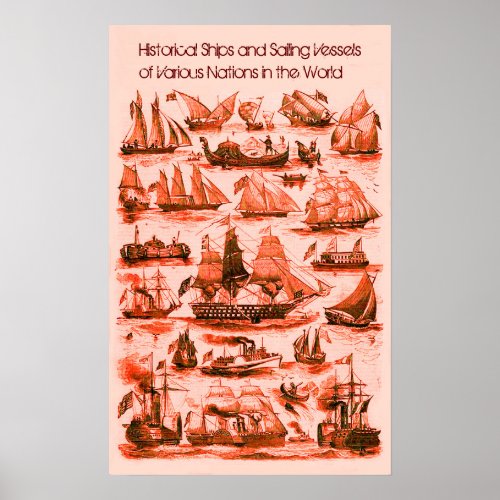 INTERNATIONAL VINTAGE SAILING VESSELS SHIPSRed Poster