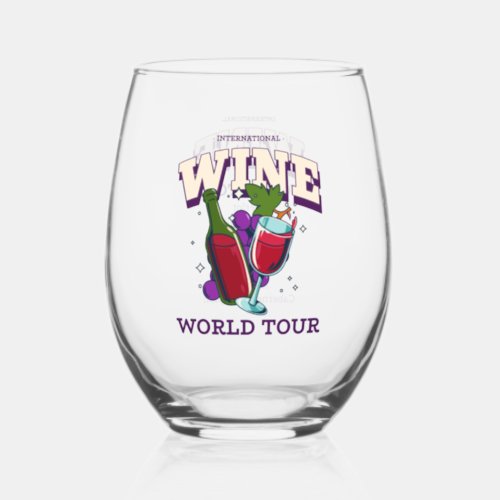 International Wine World Tour Stemless Wine Glass