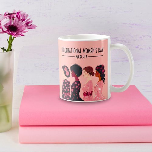 International Womens Day Global Women Pink Floral Coffee Mug