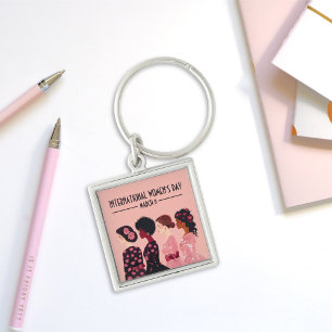 International Women’s Day Global Women Pink Floral Keychain
