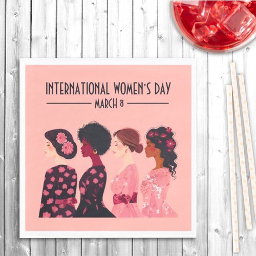 International Womens Day Global Women Pink Floral Napkins