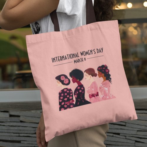 International Womenâs Day Global Women Pink Floral Tote Bag