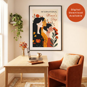 International Women’s Day Women with Orange Flower Poster