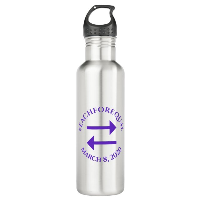 International Women's Day 2020 Equality Pose Logo Stainless Steel Water Bottle (Front)
