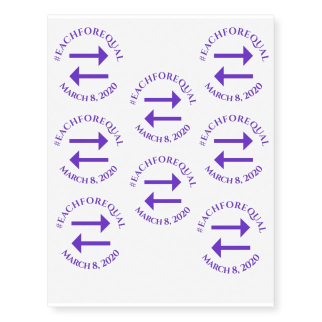 International Women's Day 2020 Equality Pose Logo Temporary Tattoos (Front)