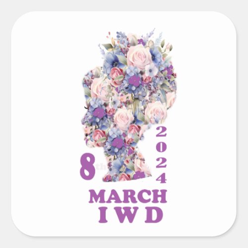 International Womens Day 2024 Celebrate Feminini Square Sticker