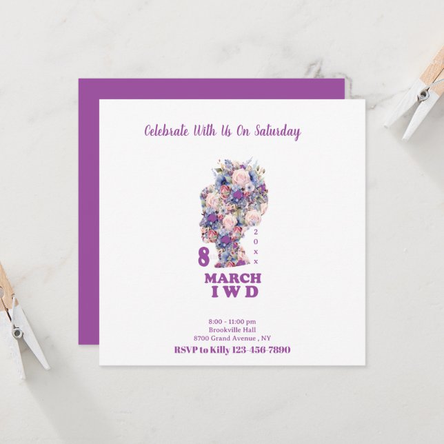 International Women's Day 2025: Celebrate Feminini Invitation (Front/Back In Situ)