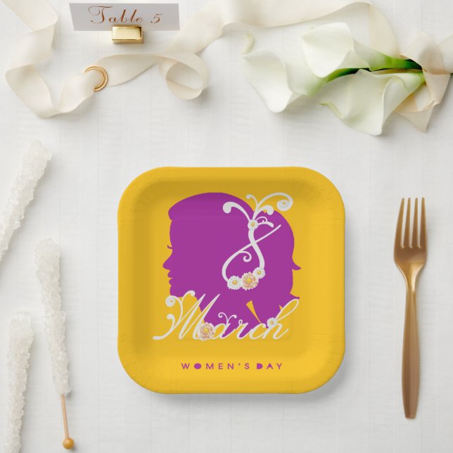 international women's day 8 march 2025 paper plates (Wedding)