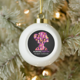 International Women's Day 8 March  Ceramic Ball Christmas Ornament