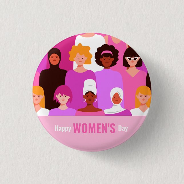 International women's day 8 march pink Button (Front)
