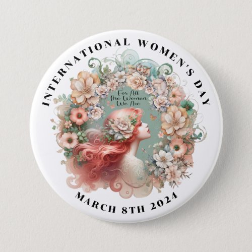 International Womens Day 8th March 2024 Feminine Button