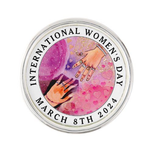 International Womens Day 8th March 2024 Pink Art Lapel Pin