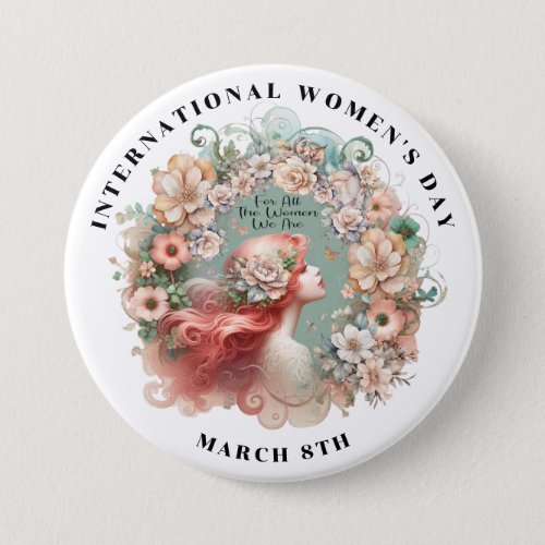International Womens Day 8th March Feminine Button