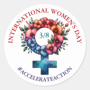 International Women's Day   Accelerate Action Classic Round Sticker