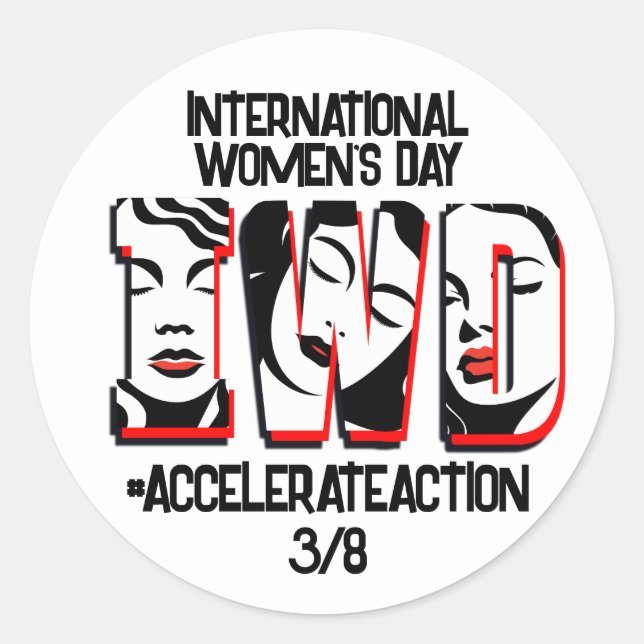 International Women's Day | Accelerate Action Classic Round Sticker (Front)