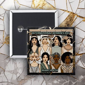 International Women's Day  | Art Deco Women Button by Magical_Maddness at Zazzle