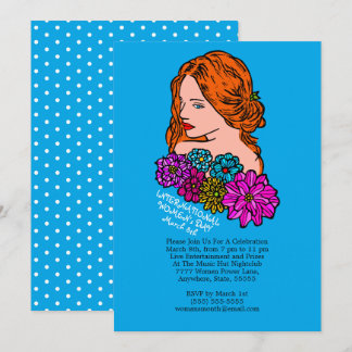 International Women's Day Auburn Hair Lady Party Invitation