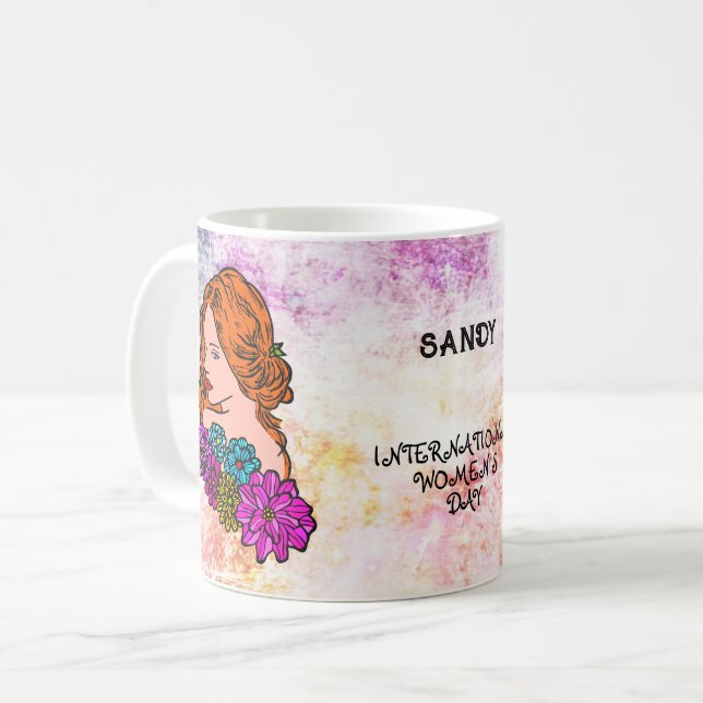 International Women's Day Auburn Hair Pretty Lady Coffee Mug (Front Left)