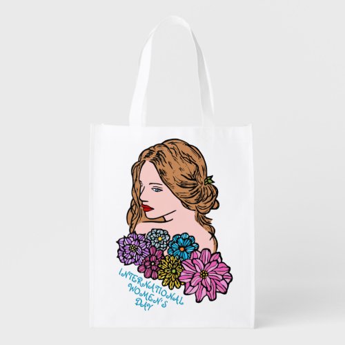 International Womens Day Beautiful Lady Reusable Grocery Bag