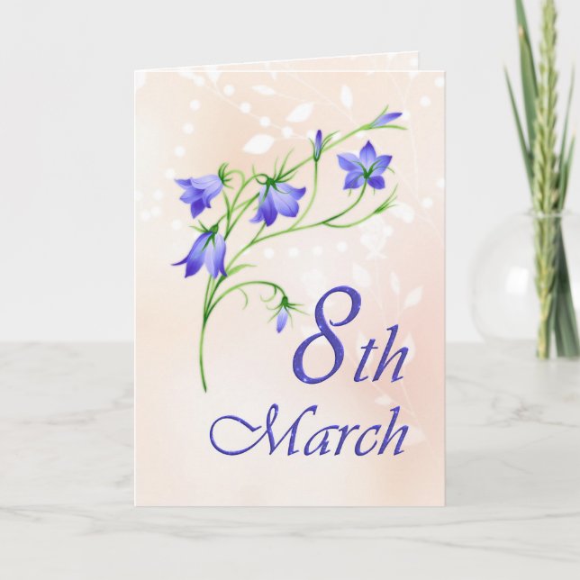 International women's day, bluebells flowers card (Front)