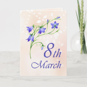 International women's day, bluebells flowers card