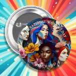 International Women's Day  Button<br><div class="desc">Great inspirational button for personal use or businesses to promote women's equality. A diverse abstract collage of women and the text,  "IWD" and "International Women's Day." March 8th is International Women's Day.</div>