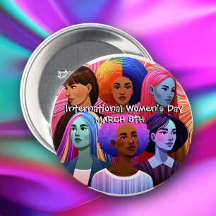 International Women's Day Celebrating Women Button