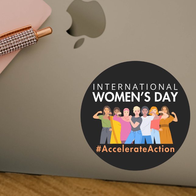 International women's day classic round sticker (Creator Uploaded)