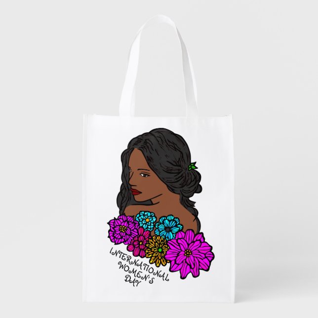 International Women's Day Ebony Beauty Grocery Bag (Front)