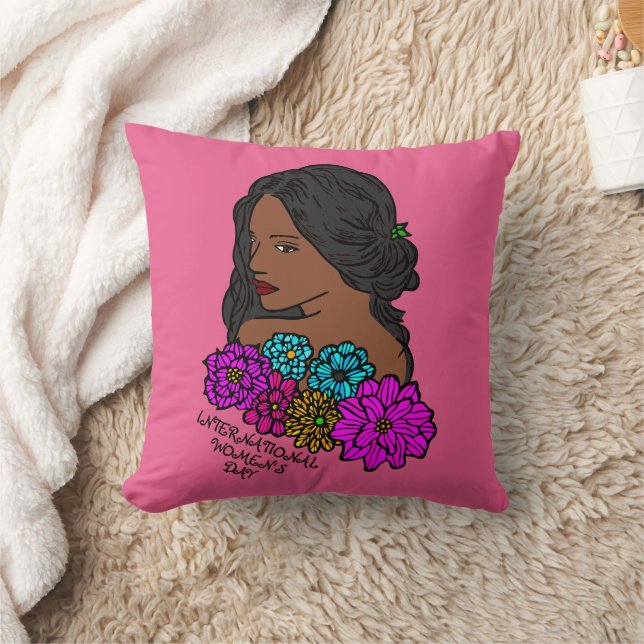 International Women's Day Ebony Beauty Throw Pillow (Blanket)