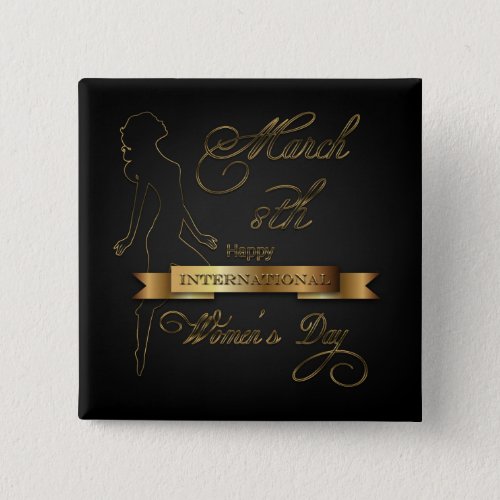 International Womens Day Elegant Gold Pinback Button